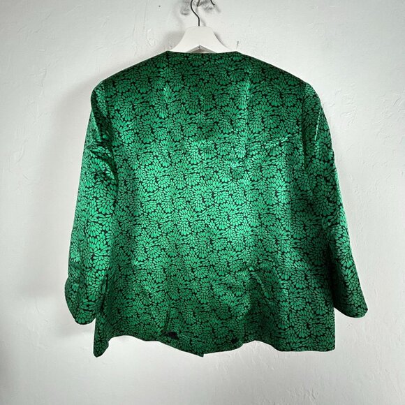 Doncaster Women's Floral Blazer Jacket Green Black Cotton Silk Formal Coat - Picture 2 of 9